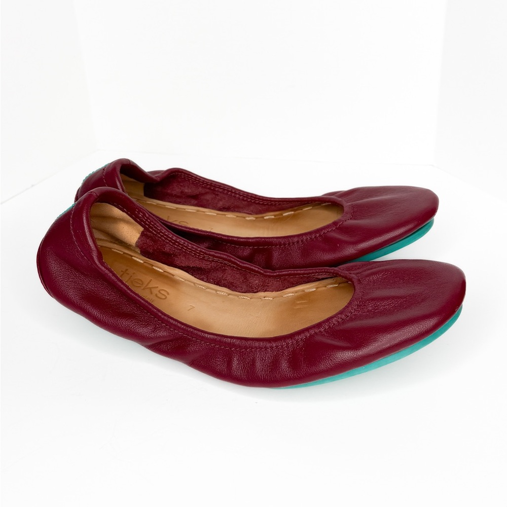 Tieks Gavrieli Size 7 Leather Ballet Flats Slip On Shoes Burgundy Wine Red
